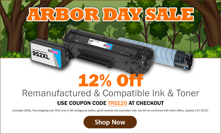 Get 12% Off Remanufactured and Compatible Ink & Toner Orders (excludes OEMs) 