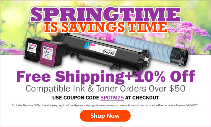 Get Free Shipping + 10% Off Remanufactured and Compatible Ink & Toner Orders Over $50 (excludes OEMs)