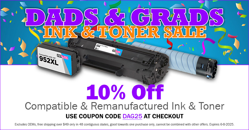Save 10% on Remanufactured and Compatible Printer Ink & Toner cartridges (excludes OEMs)