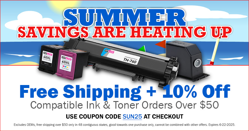 Get Free Shipping + 10% Off Remanufactured and Compatible Ink & Toner Orders Over $50 (excludes OEMs)