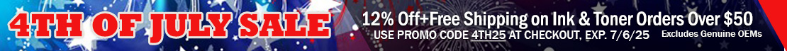 Get 12% Off + Free Shipping on Remanufactured and Compatible Ink & Toner Orders Over $50 (excludes OEMs)