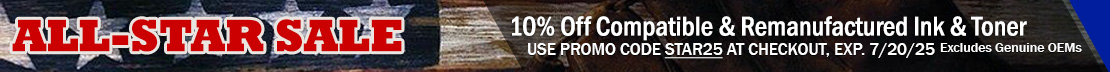Save 10% on Compatible and Remanufactured Ink & Toner (excludes OEMs)