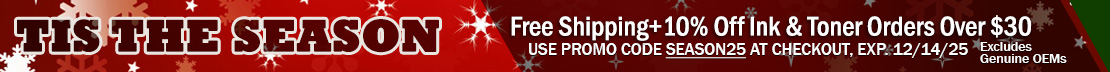Get Free Shipping + 10% Off on Ink & Toner Cartridge Orders Over $30 (excluding OEMs).
