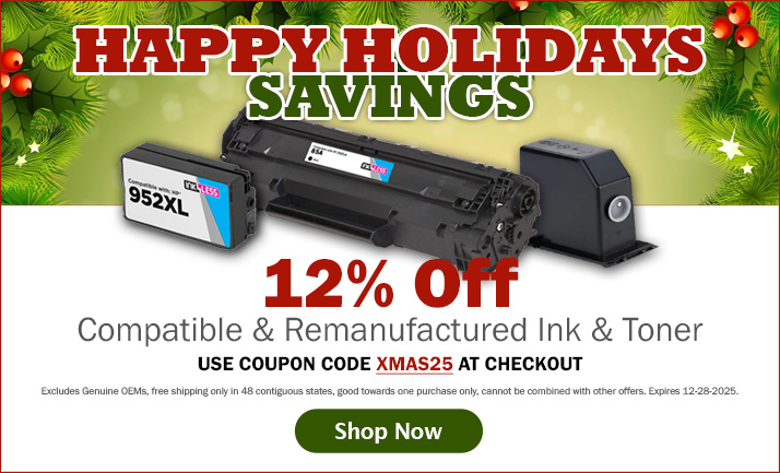 Save 12% on Remanufactured and Compatible Printer Ink & Toner Cartridges (excludes OEMs)