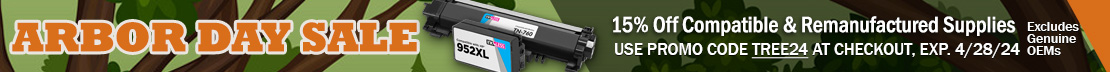 Get 15% Off Remanufactured and Compatible Ink & Toner Orders (excludes OEMs)