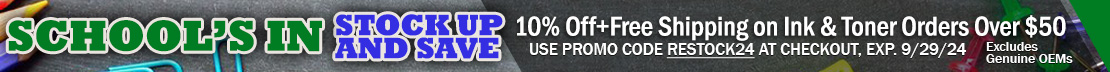 Get 10% Off + Free Shipping on Compatible & Remanufactured Ink & Toner Orders Over $50 (excludes OEMs)