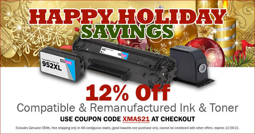 Save 12% on Remanufactured and Compatible Printer Ink & Toner Cartridges (excludes OEMs)