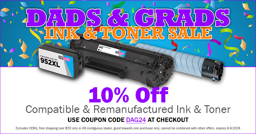 Save 10% on Remanufactured and Compatible Printer Ink & Toner cartridges (excludes OEMs)
